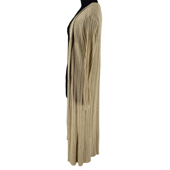 Misa Gold Knit Open Front Long Line Cardigan Duster Womens XS Coastal Grandma - Picture 9 of 13